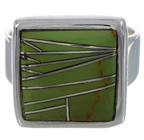 Well-Built Sterling Silver Turquoise Inlay Ring Size 6-1/2 WX40069